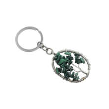 Malachite Chip Stone Forme ovale tissée Lucky tree Pendant Keychain